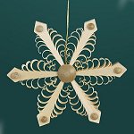6 Point Button Snowflake<br> Shaved Wood Ornament